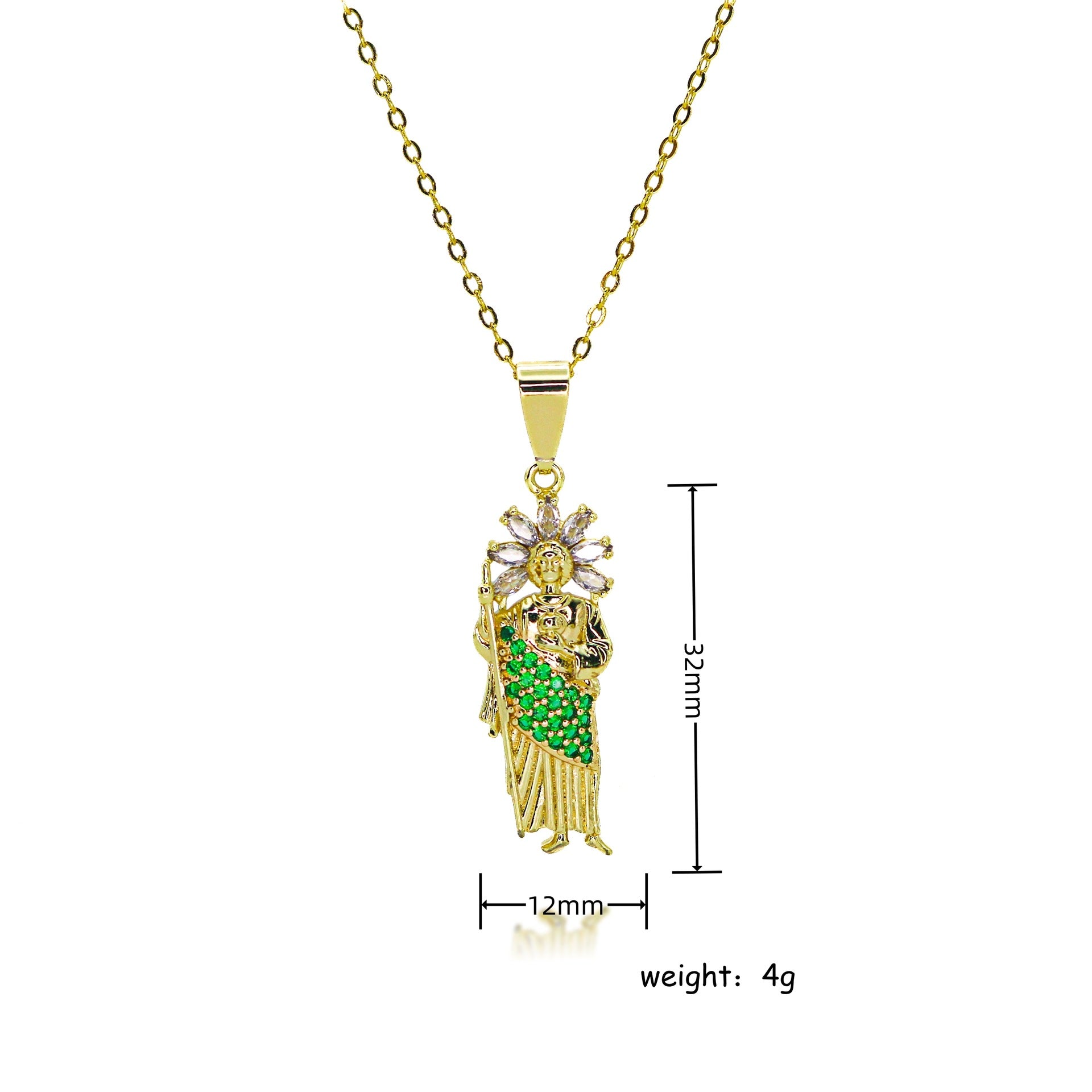 Wholesale religious personality statue clavicle chain zircon virgin pendant necklace