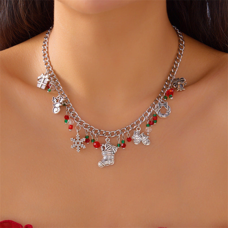 Wholesale Christmas Party  Snowman Elk Colorful Necklace