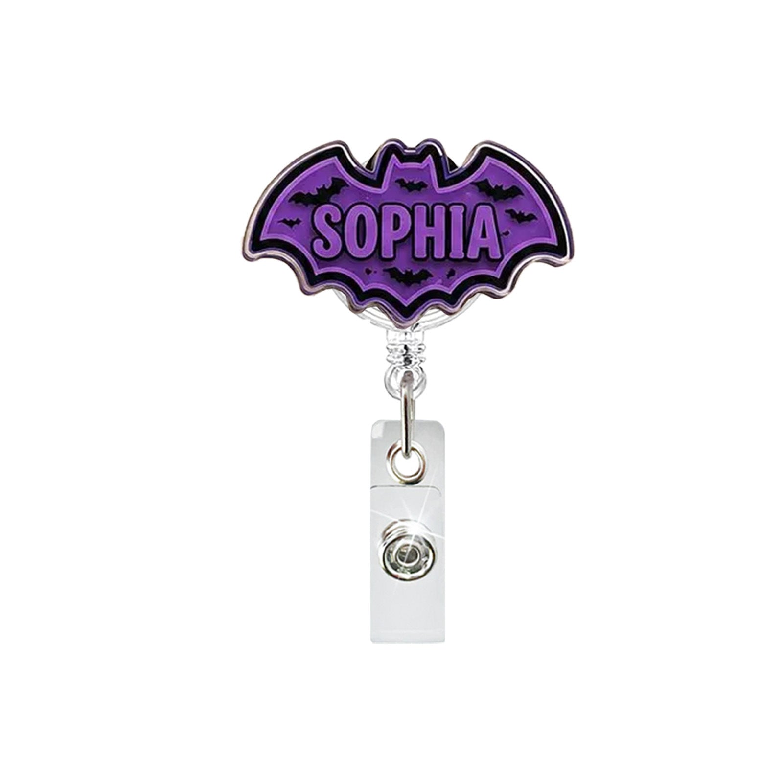 Wholesale  Cute Pumpkin Bat Ghost Acrylic Retractable Badge Reel ID Card Holder Clip