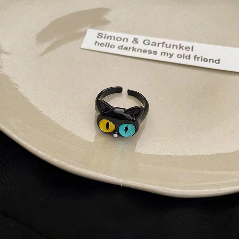 Wholesale Black Cat Monster Ring Funny Novelty Jewelry Accessory Adjustable Size Gift For Women Boutique Resale