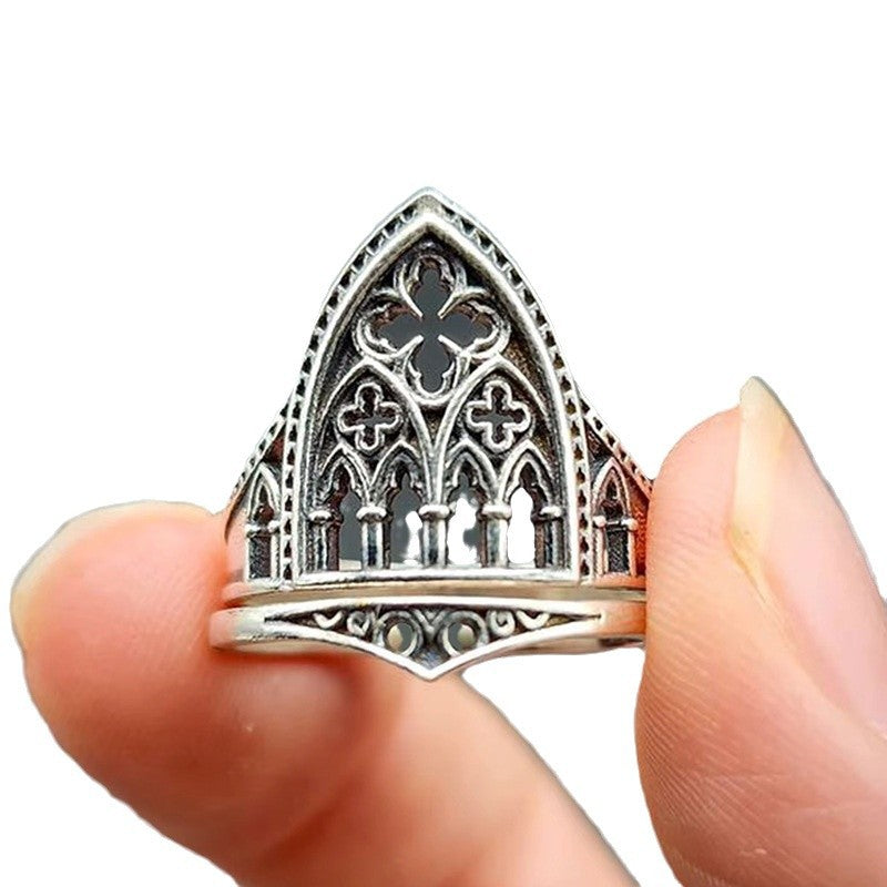Wholesale Vintage Castle Style Cross Hollow Ring