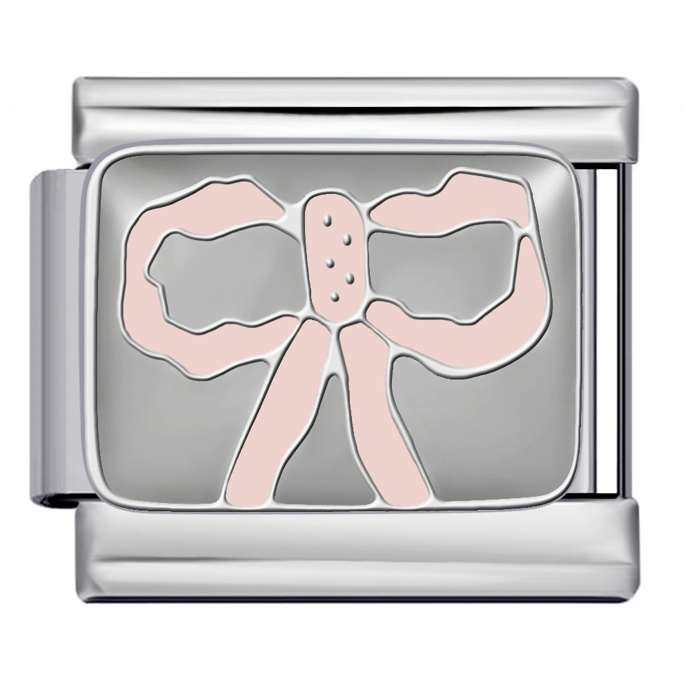 Wholesale Italian Charm Bracelet 9mm DIY Splicing Pink Nail Art Series Stainless Steel Composable Bracelet