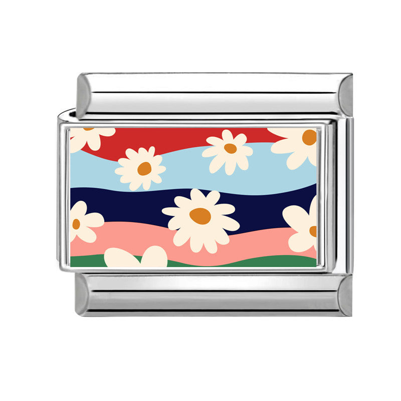 Wholesale  Italian Charm Bracelet 9mm DIY Fresh Floral-Themed  Creative Stainless Steel Composable Bracelet