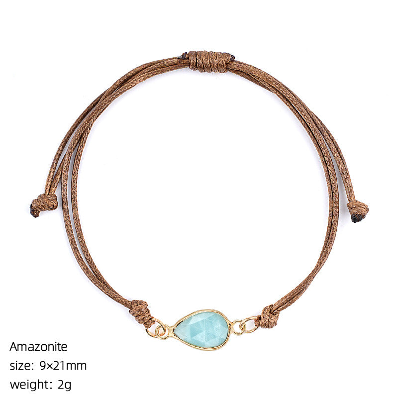 Wholesale Adjustable Woven Tiger Eye Stone Teardrop Bracelet Fashion Accessory Gift