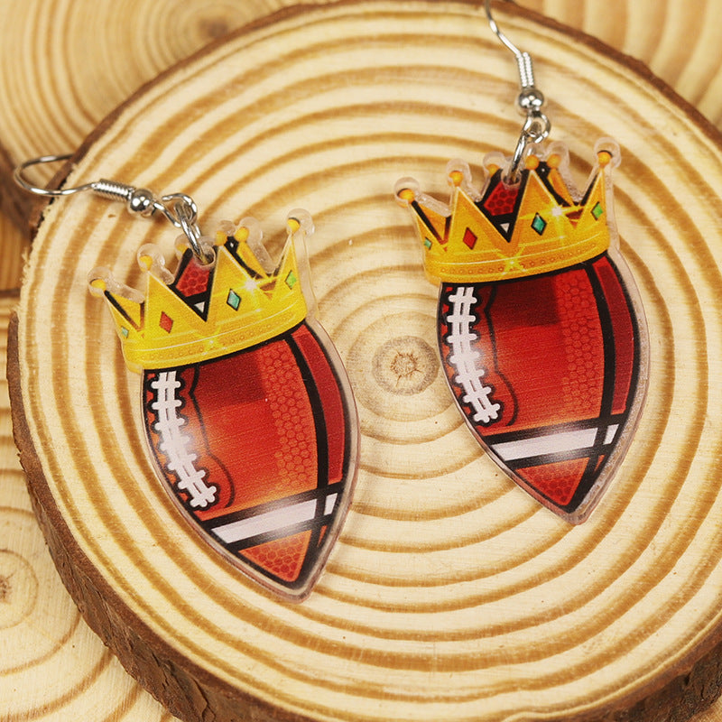 Wholesale  Sports Style Ball Cute Cartoon Crown Acrylic Earrings