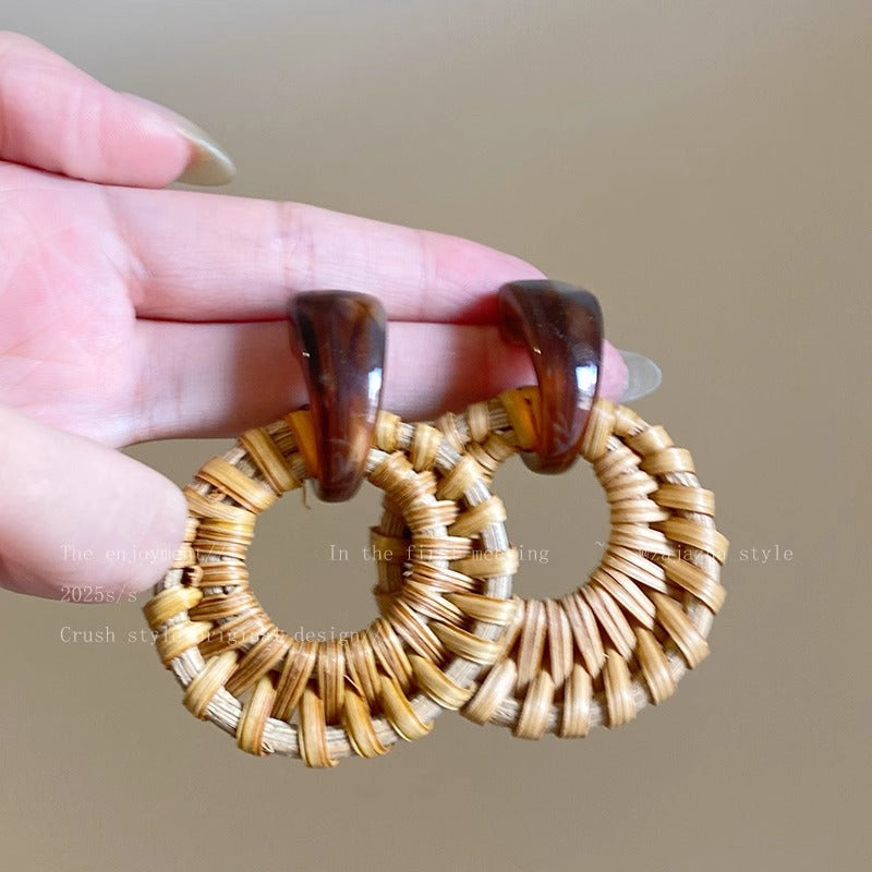 Wholesale Boho Geometric Rattan Earrings - Fashion Accessory for Women