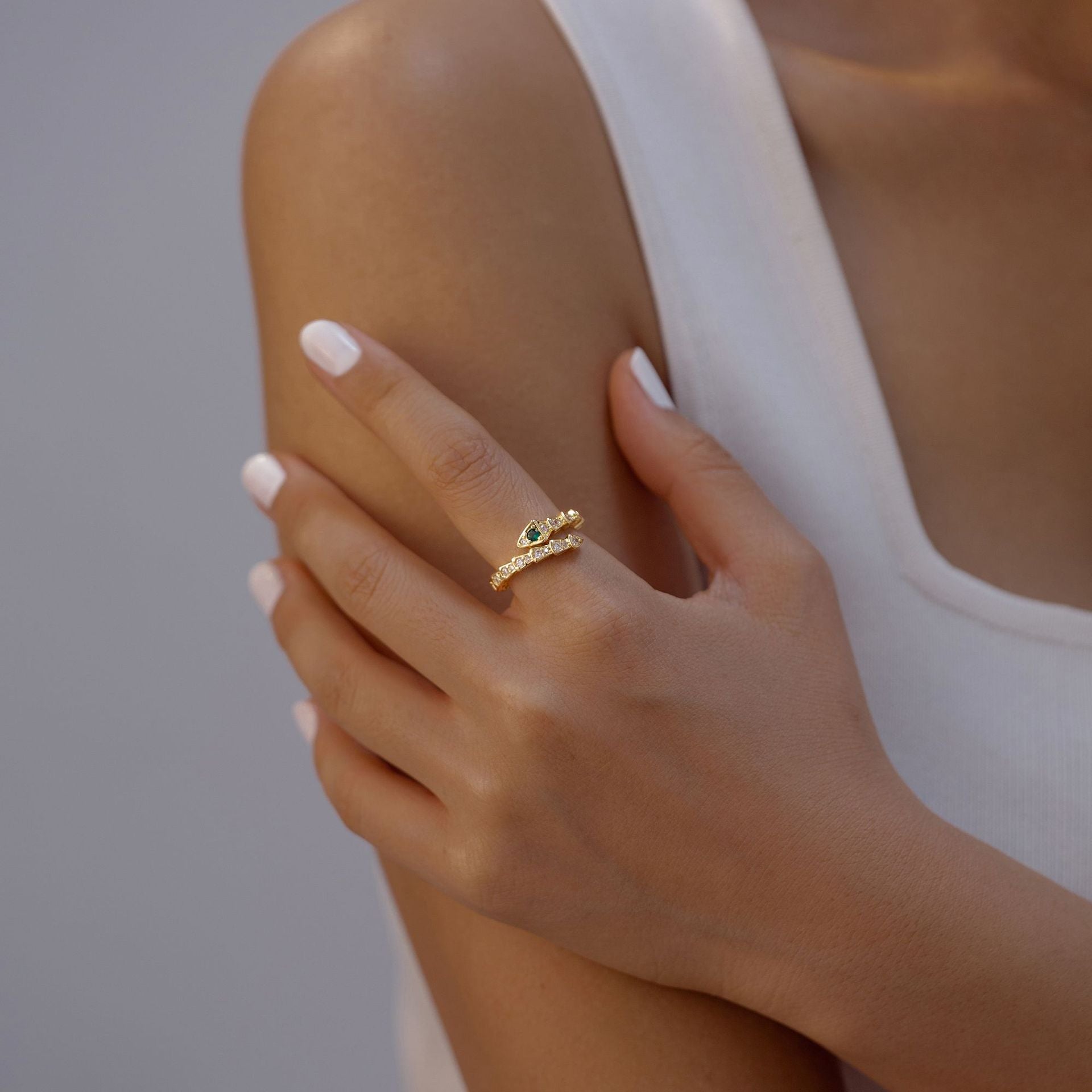 Wholesale  Copper Zircon Snake Ring