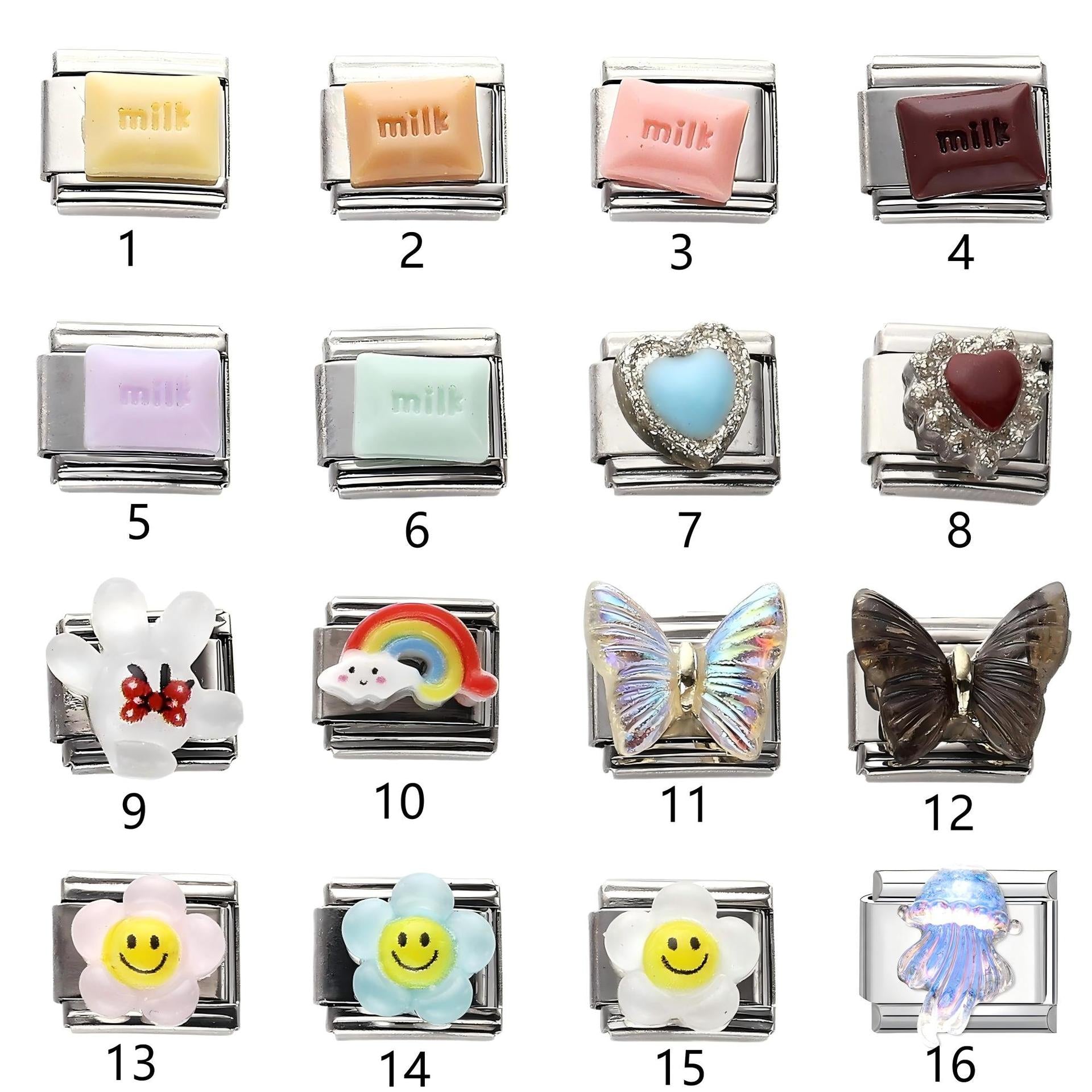 Wholesale 10pcs Italian Charm Bracelet 9mm DIY Splicing Heart Butterfly Stainless Steel Composable Bracelet