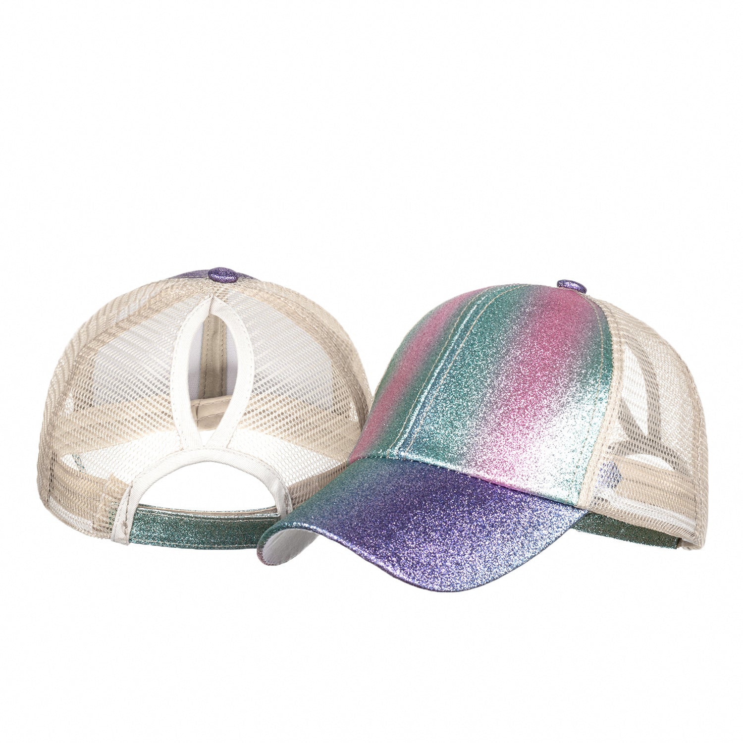 Wholesale Glitter Cross Ponytail Baseball Cap Hat ACC-HT-ZhongMei001
