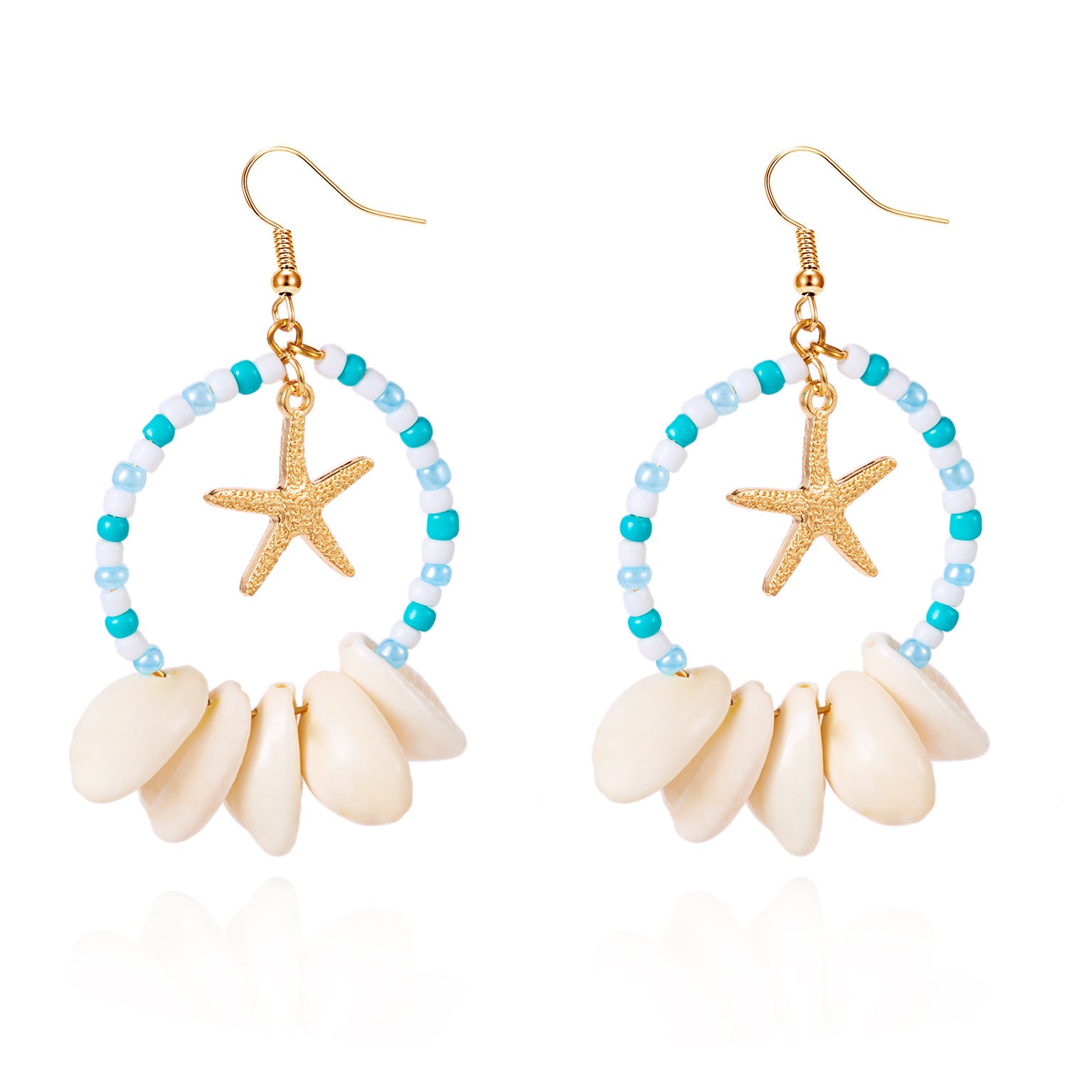 Wholesale Retro Popular Bohemian Starfish Shell Hoop Earrings