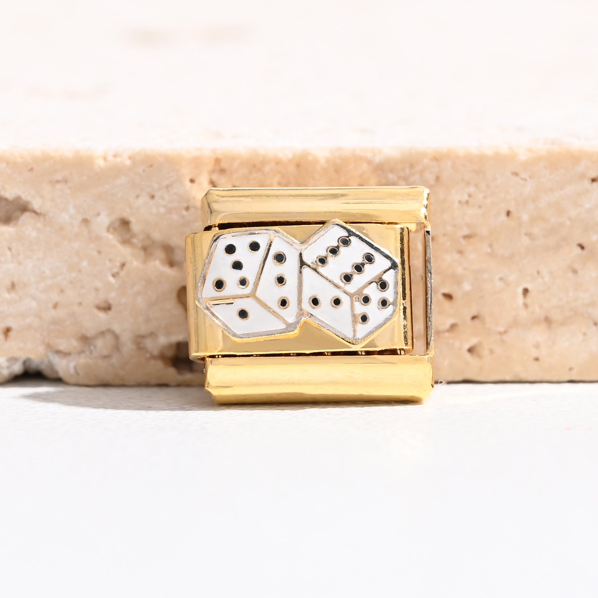 Wholesale Italian Style Stainless Steel Modular Bangle Bracelet with Block Print Pattern,  Fashion Accessory