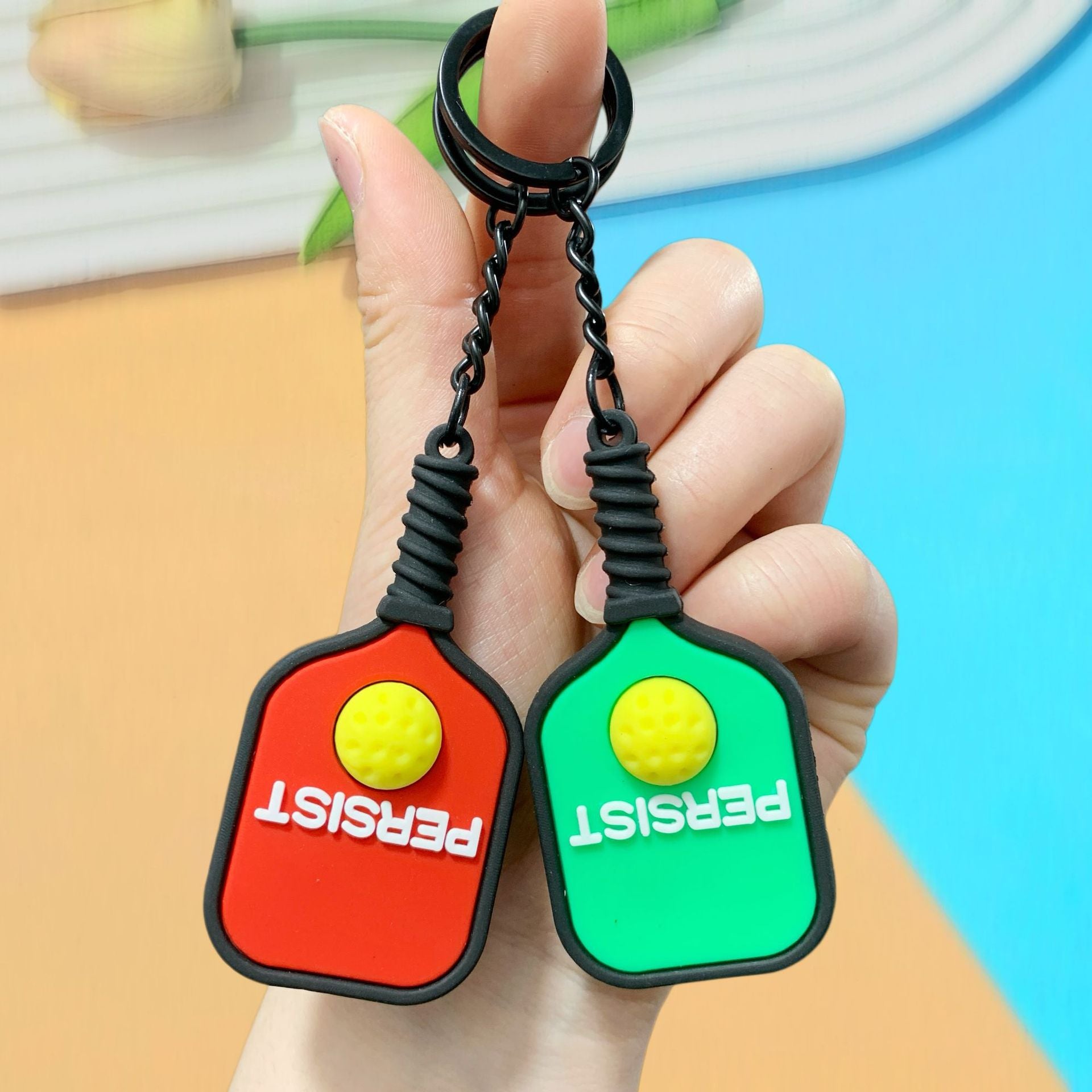 Wholesale Pickleball Racket Keychain Cartoon Bag Charm Sports Souvenir Accessory
