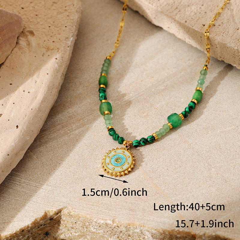 Wholesale Natural Stone Stainless Steel  Pendant Necklace