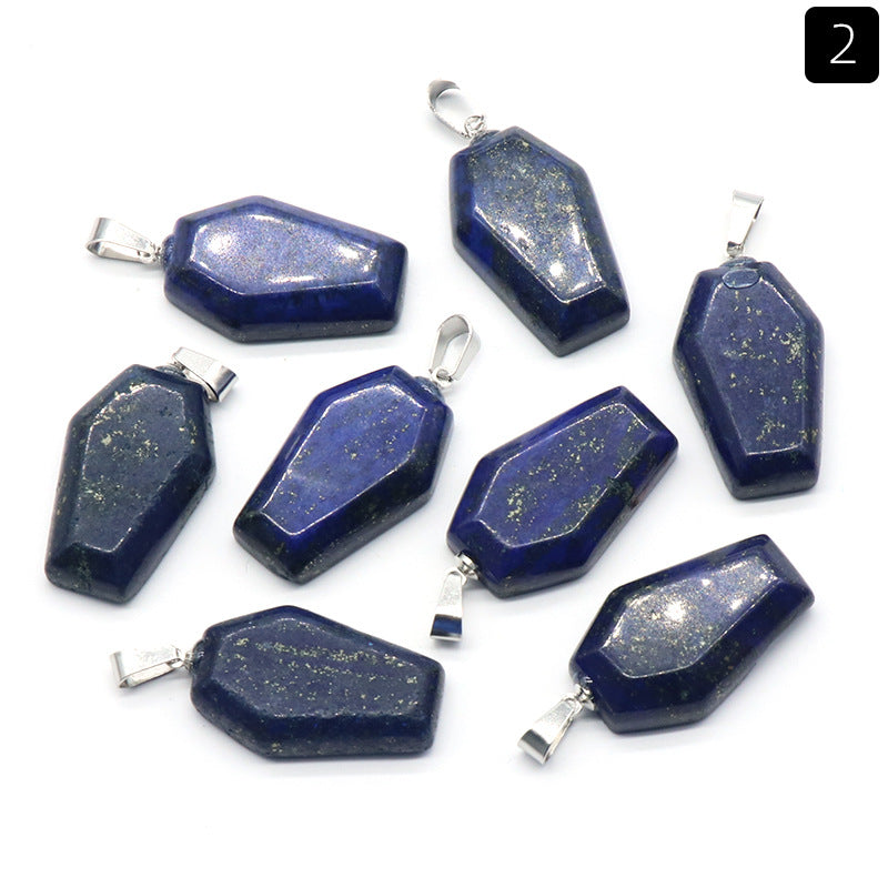 Wholesale Mini Coffin Board Natural Crystal Stone Coffin Board Necklace Pendant ACC-PT-KeSuo004