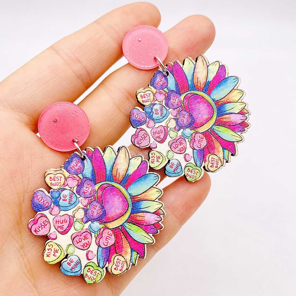 Wholesale  Valentine's Day earrings cute cat leopard cactus wooden earrings