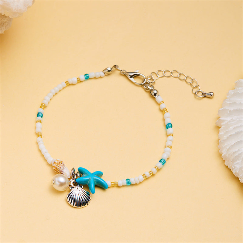 Wholesale  Bohemian Sea Star Shell Conch Rice Bead Bracelet