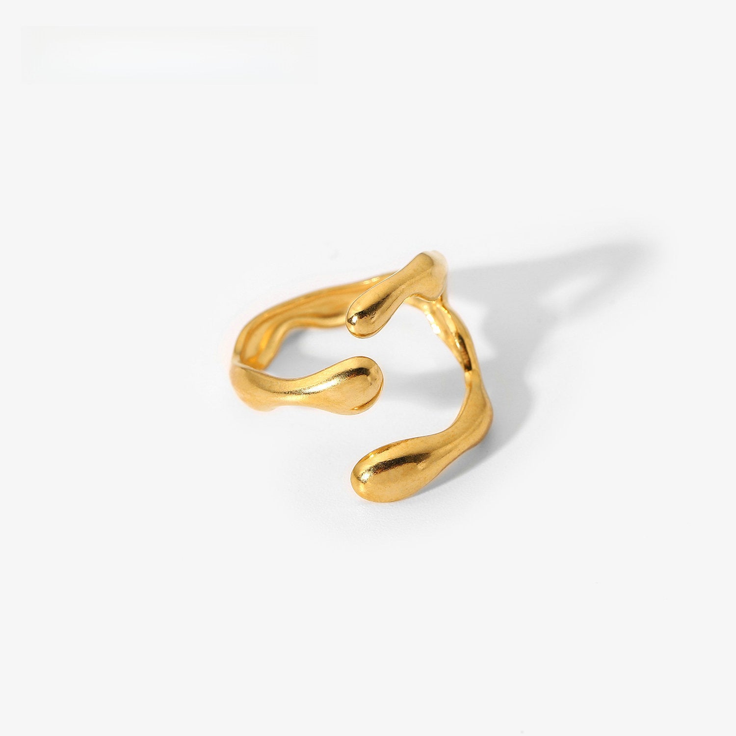 Wholesale geometric chain cross open ring 18K gold plated stainless steel ring