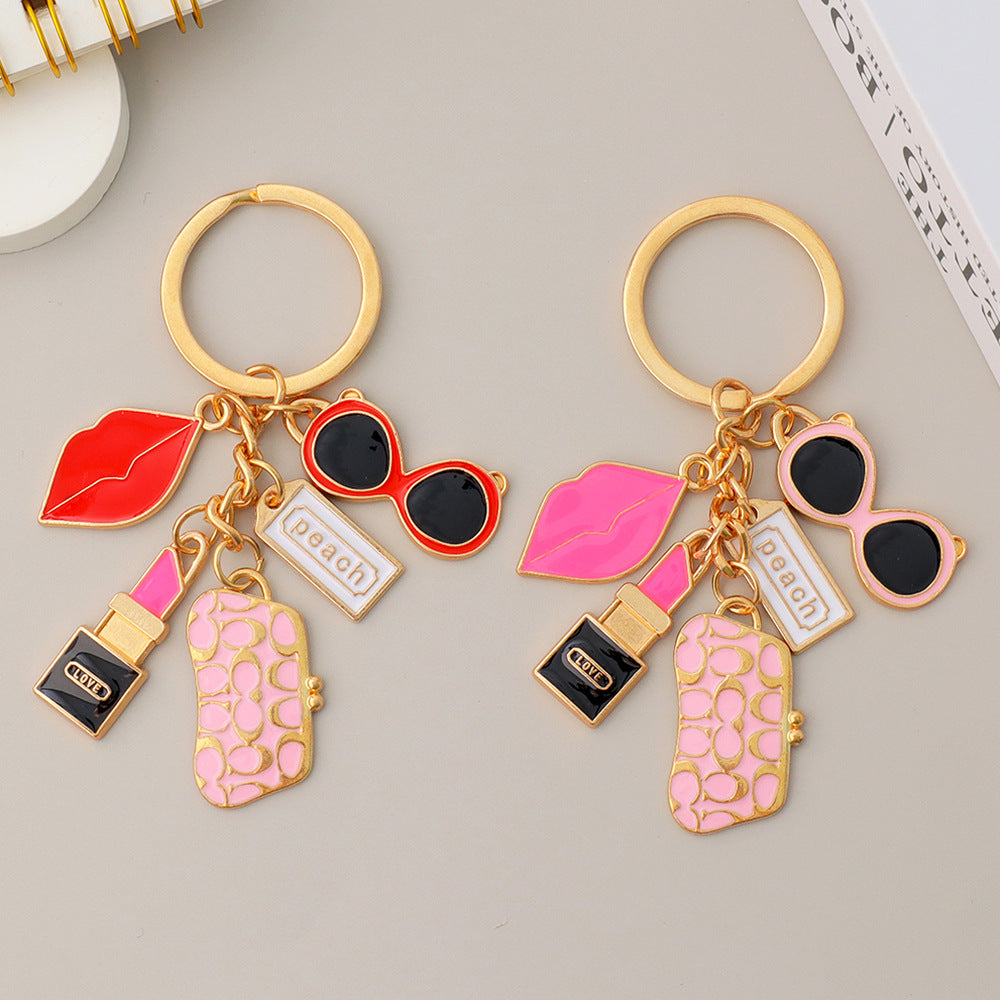 Wholesale Vintage Lipstick Keychain Enamel Pendant Bag Charm Fashion Accessory Gift