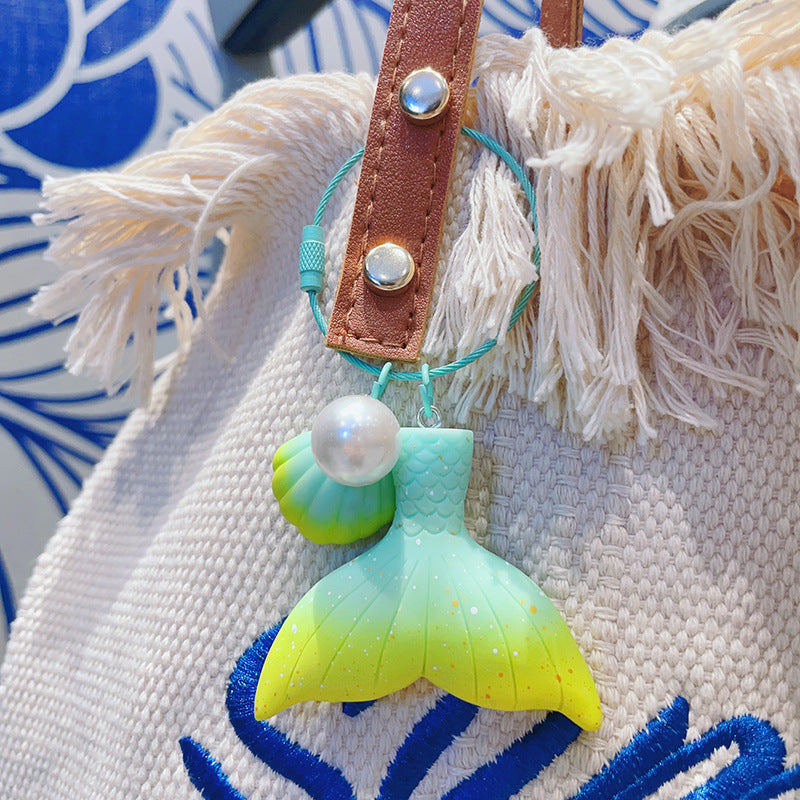 Wholesale Gradient Pearl Mermaid Tail Resin Keychain Cute Keychain ACC-KC-ShuoT011