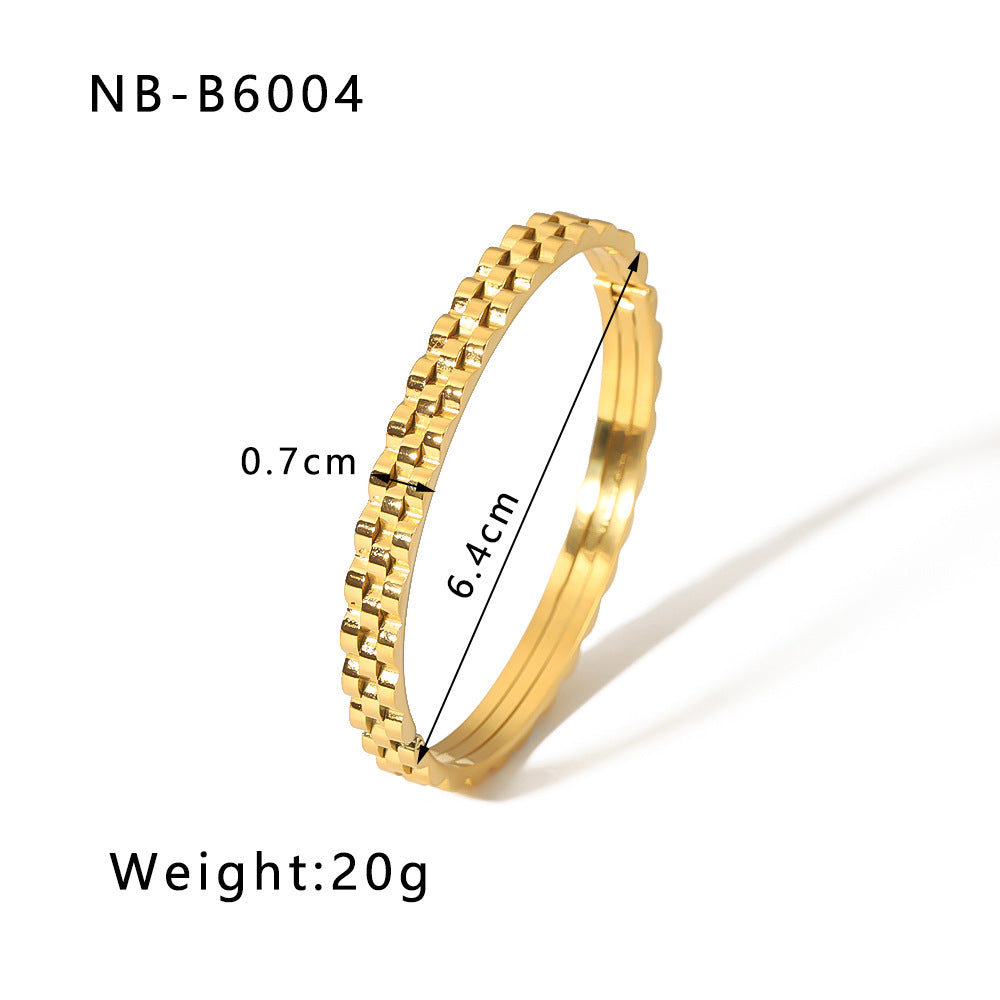 Wholesale Zircon Bracelet Numbers Rhombus Pattern Five-pointed Star Stainless Steel Gold-plated Bracelet ACC-BT-Xiny012