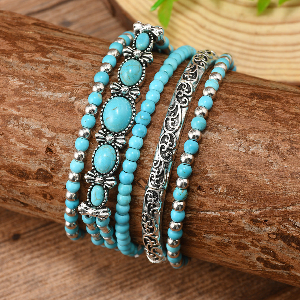 Wholesale Bohemian Turquoise Stackable Bracelet Set - Fashion Accessory for Everyday Wear