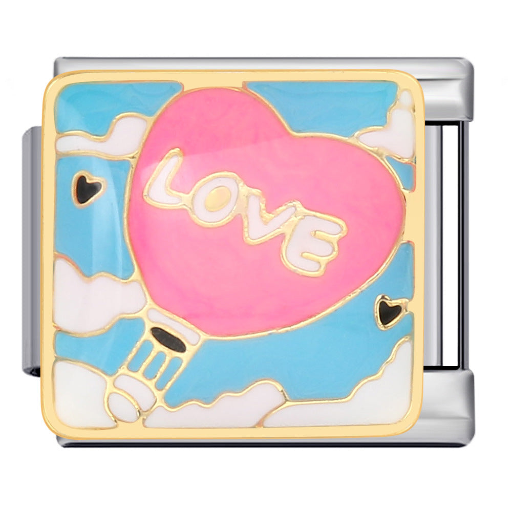 Wholesale Italian Charm Bracelet 9mm DIY Splicing Removable Oil Drop Cartoon Series Stainless Steel Composable Bracelet