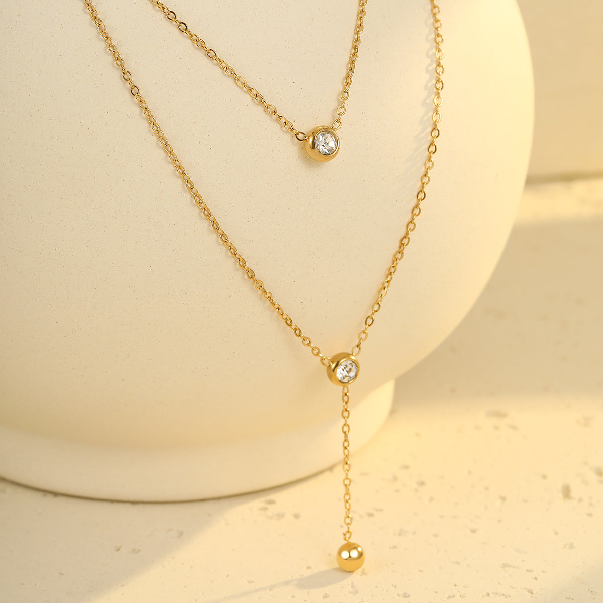 Wholesale  Double-Layer Tassel Necklace Stainless Steel Necklace