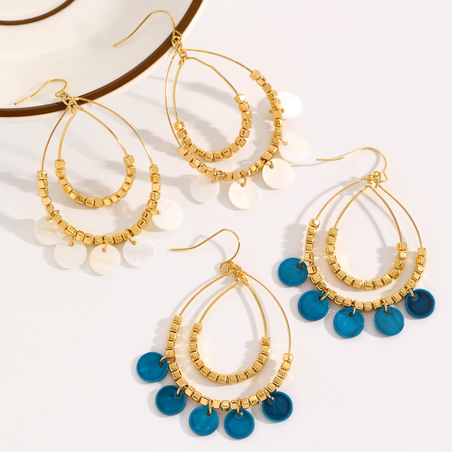 Wholesale Retro Ethnic Water Drop Shell Tassel Earrings Stylish Fashion Accessory For Vacation And Party Wear