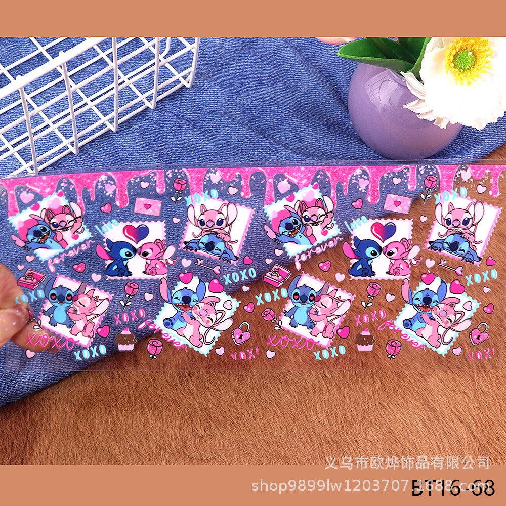 Wholesale Cartoon UV transfer stickers,  crystal stickers,  tear-off crystal labels with text,  16oz glass stickers