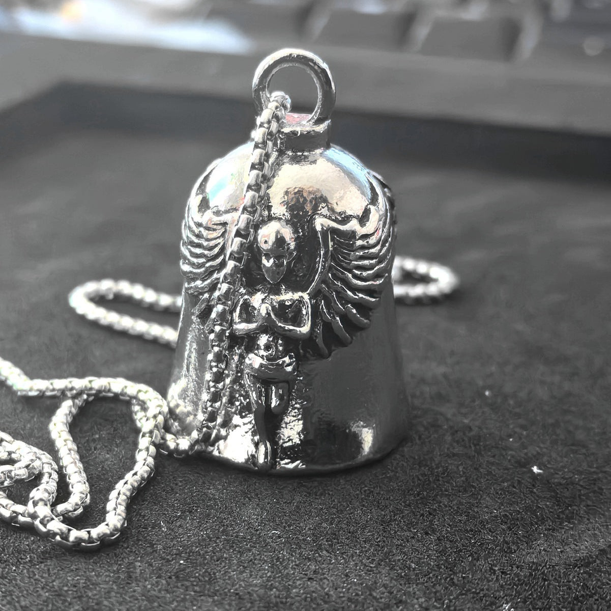 Wholesale Titanium Steel Punk Locomotive Lucky Angel Wings Necklaces