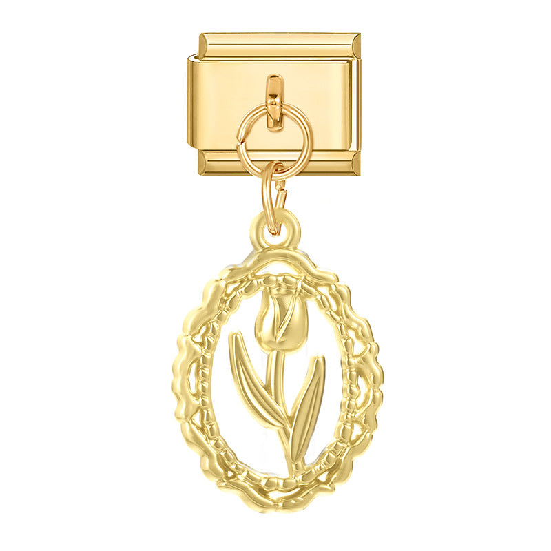 Wholesale Italian Charm Bracelet 9mm DIY Splicing Gold Pendant Stainless Steel Composable Bracelet