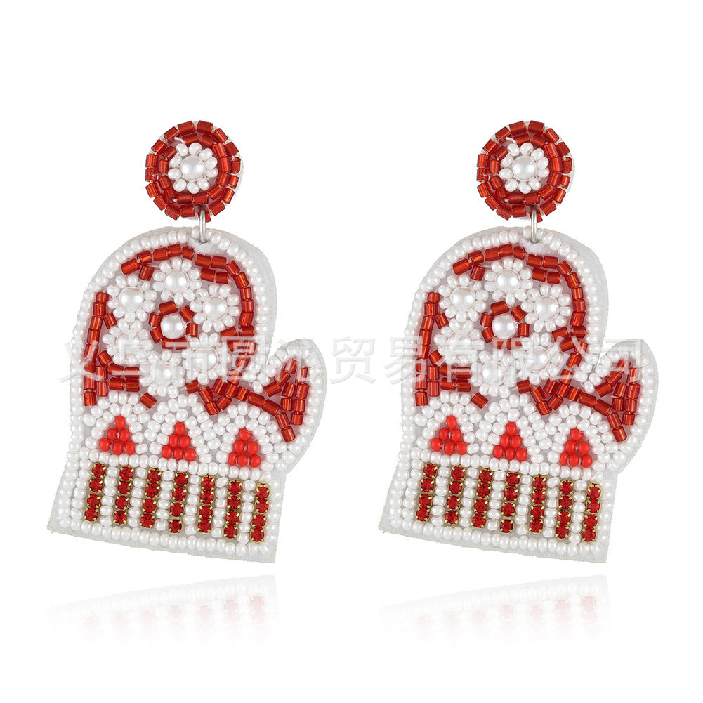Wholesale Christmas fabric rice bead earrings