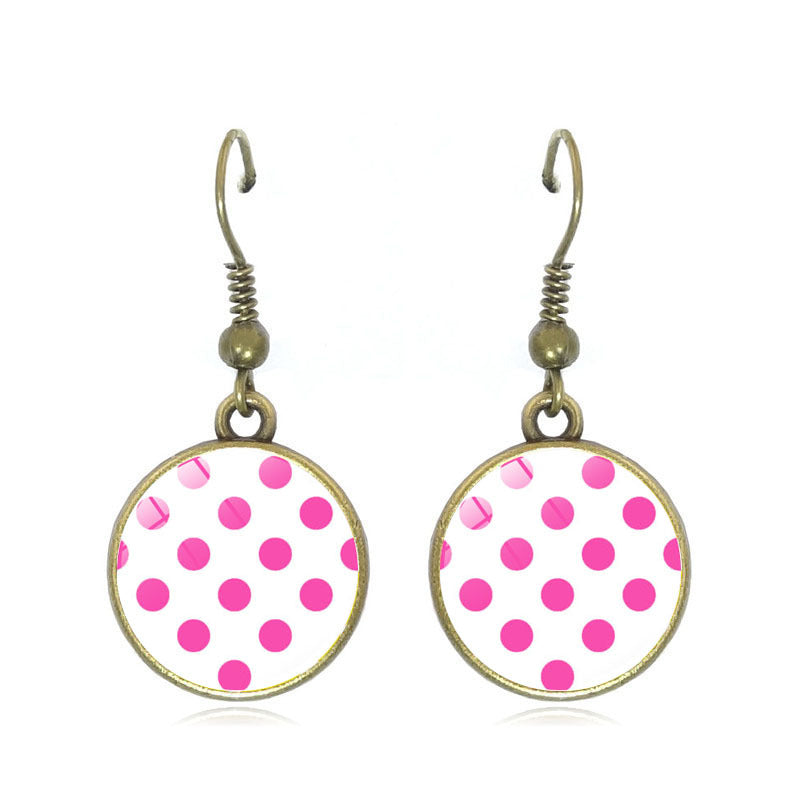 Wholesale Polka Dot Pattern Time Gemstone Earrings