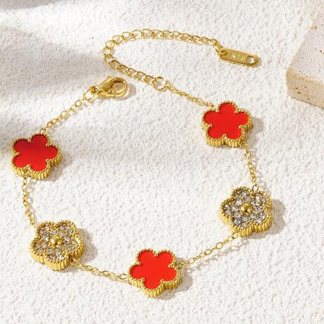 Wholesale Electroplated Stainless Steel Lucky Clover Bracelet - Modern Minimalist Fashion Accessory for Gift or Boutique Resale