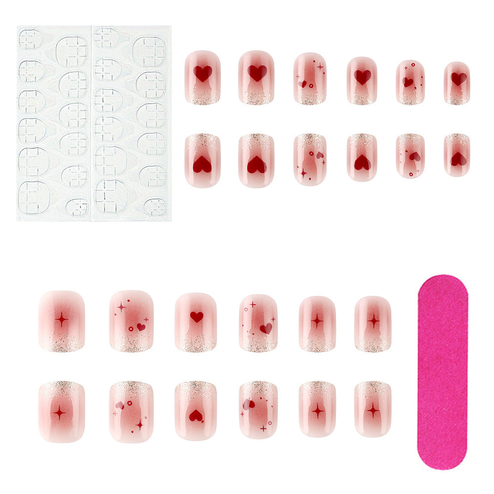Wholesale 24 Pieces/box Valentine's Day Pink Love Nails Kits Nail Stickers ACC-NS-MiKe021