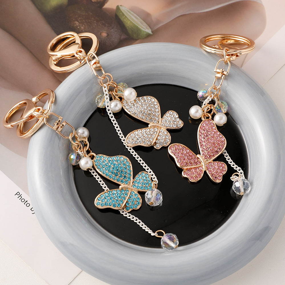 Wholesale Tassel Butterfly Alloy Diamond Keychains ACC-KC-ChenHui011