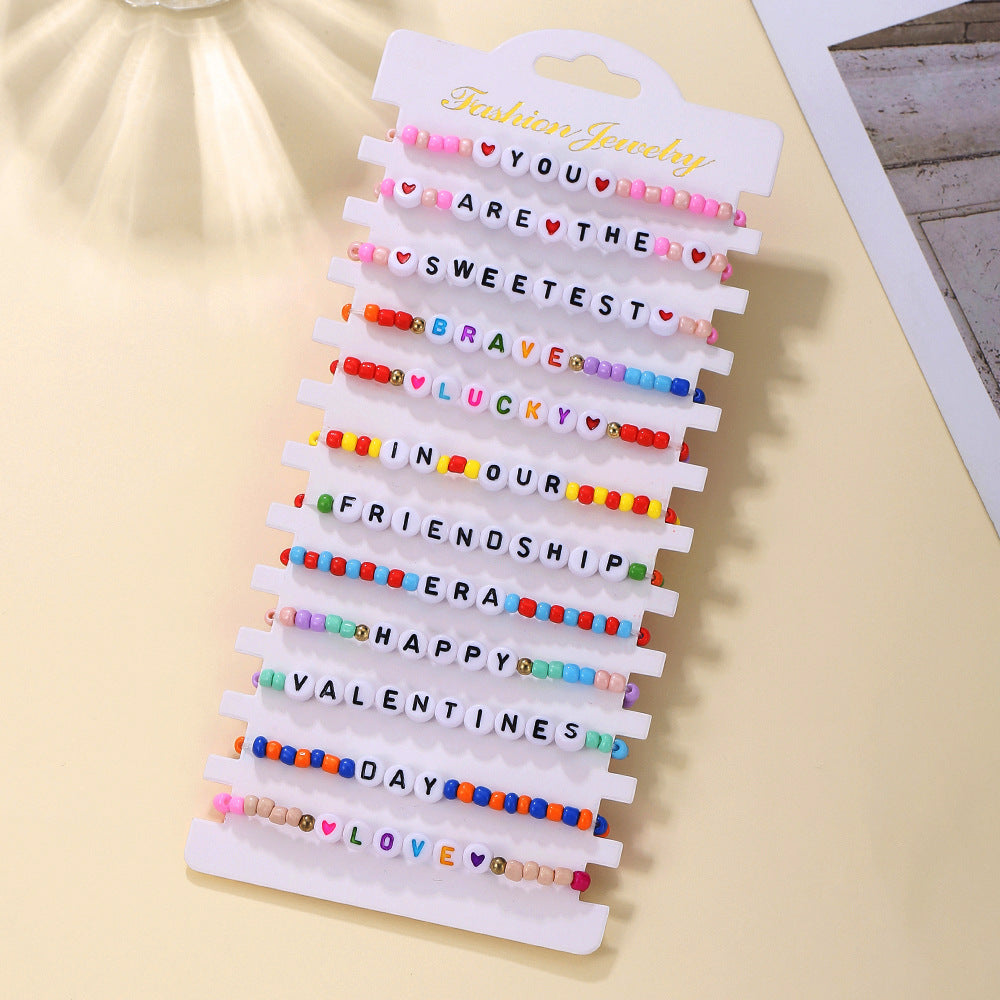 Wholesale Valentine's Day Bohemian Rice Beads Letter Bead Bracelet