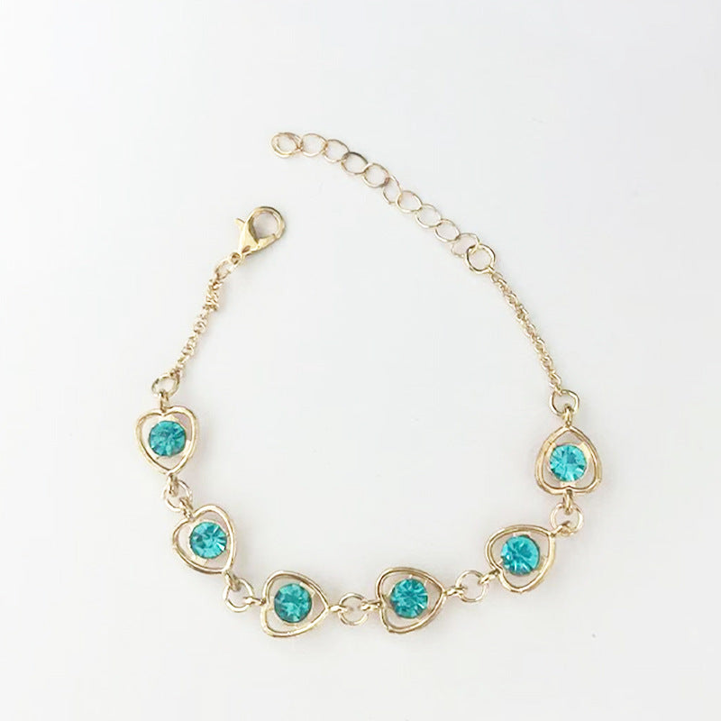 Wholesale Heart Shaped Rhinestone Bracelet Gold Black Alloy Fashion Jewelry Accessory Gift