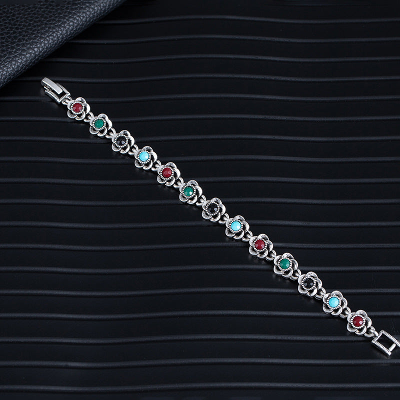 Wholesale Boho Ethnic Turquoise Bracelet Alloy Rhinestone Jewelry Accessory for Women