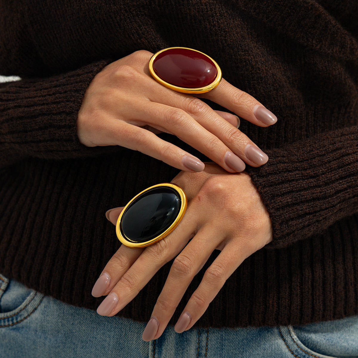 Wholesale Electroplated Metal Vintage Exaggerated Open Ring,  Boutique Resale