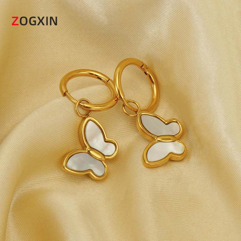 Wholesale  stainless steel butterfly earrings  light luxury earrings