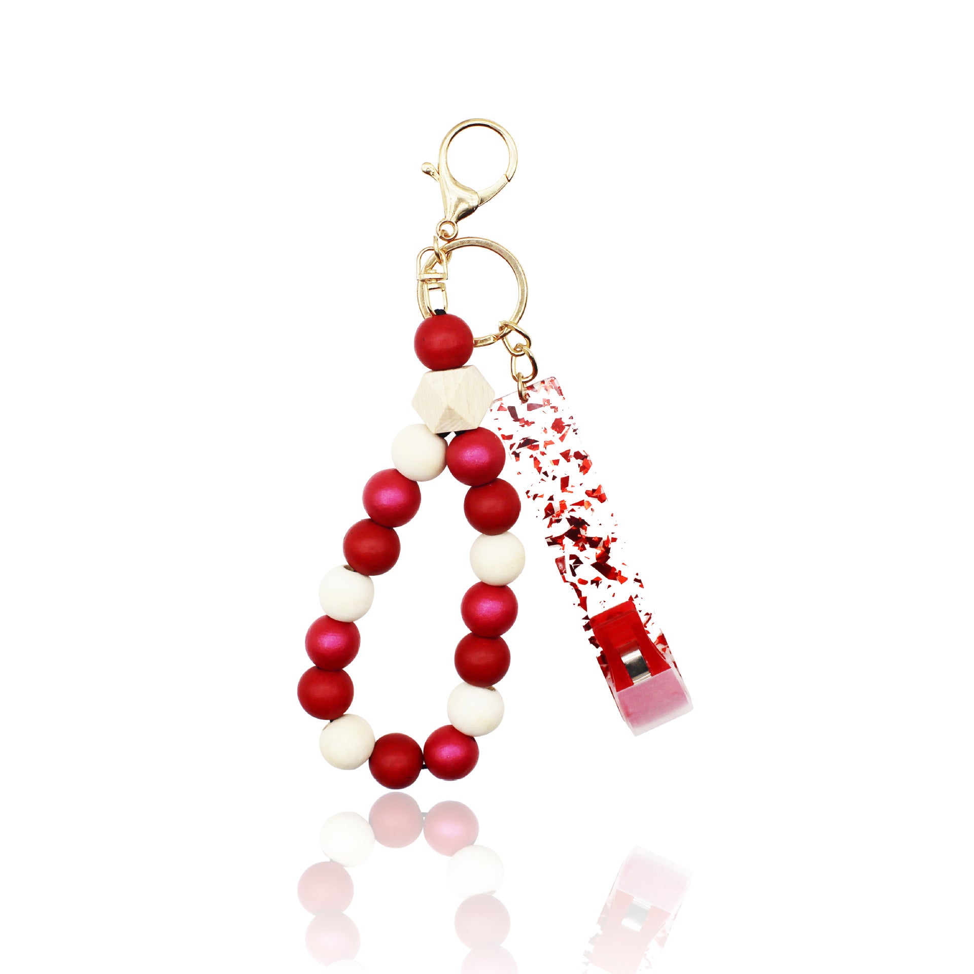 Wholesale ATM Bank Card Taker Wooden Beaded Wristlet Keychain ACC-KC-YTian011