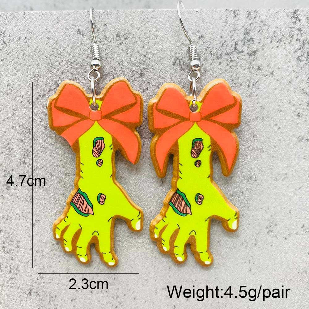 Wholesale Christmas Earrings Snowflake Elk Bell Christmas Dwarf Acrylic Double-Sided Printing Earrings