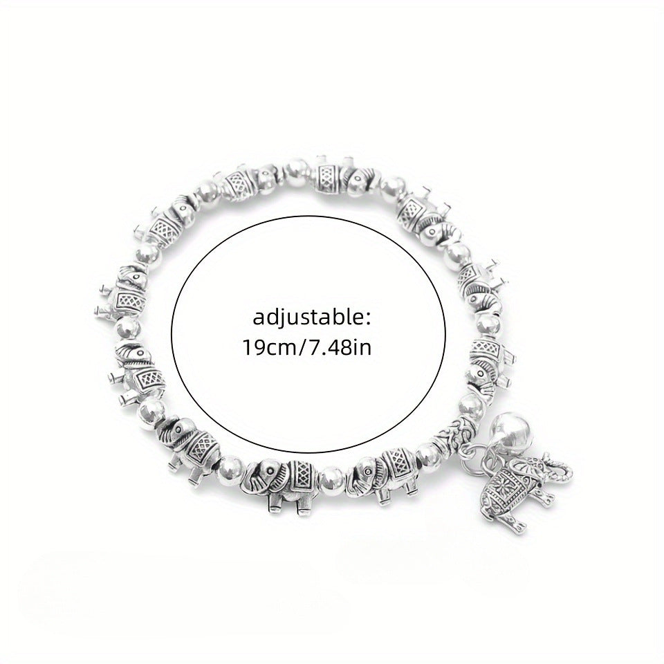 Wholesale Bohemian Antique Silver Elephant Beaded Bracelet