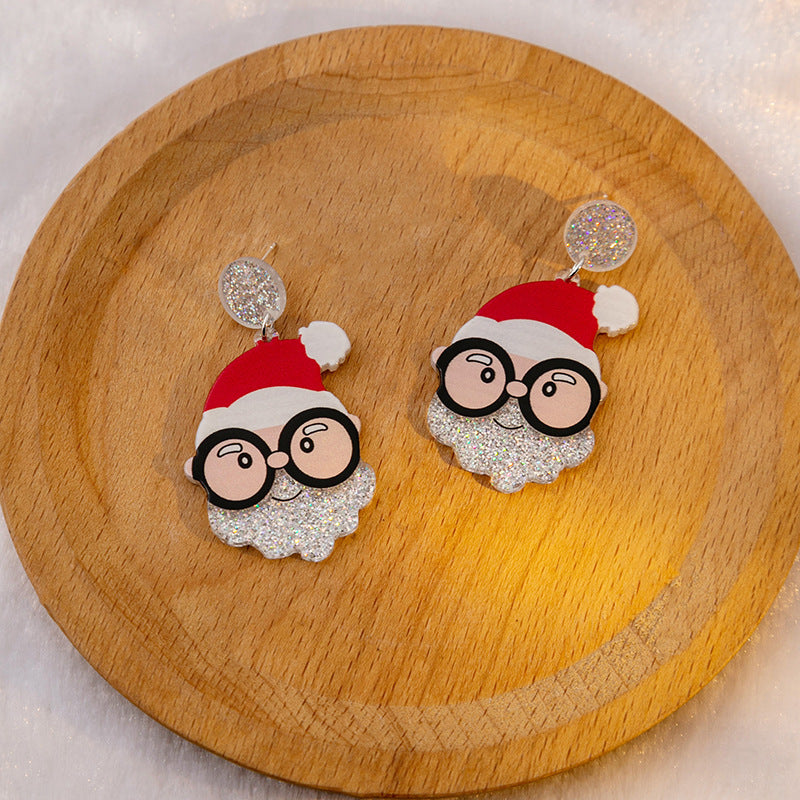 Wholesale Christmas Acryllic Card Claus Santa Earrings ACC-ES-MDD069