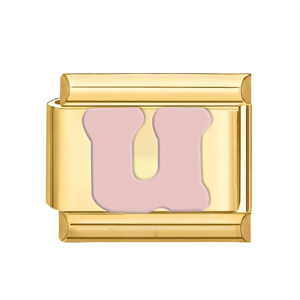 Wholesale ltalian Charms DlY Composable Bracelet Letter Module Stainless Steel DlY Bracelet