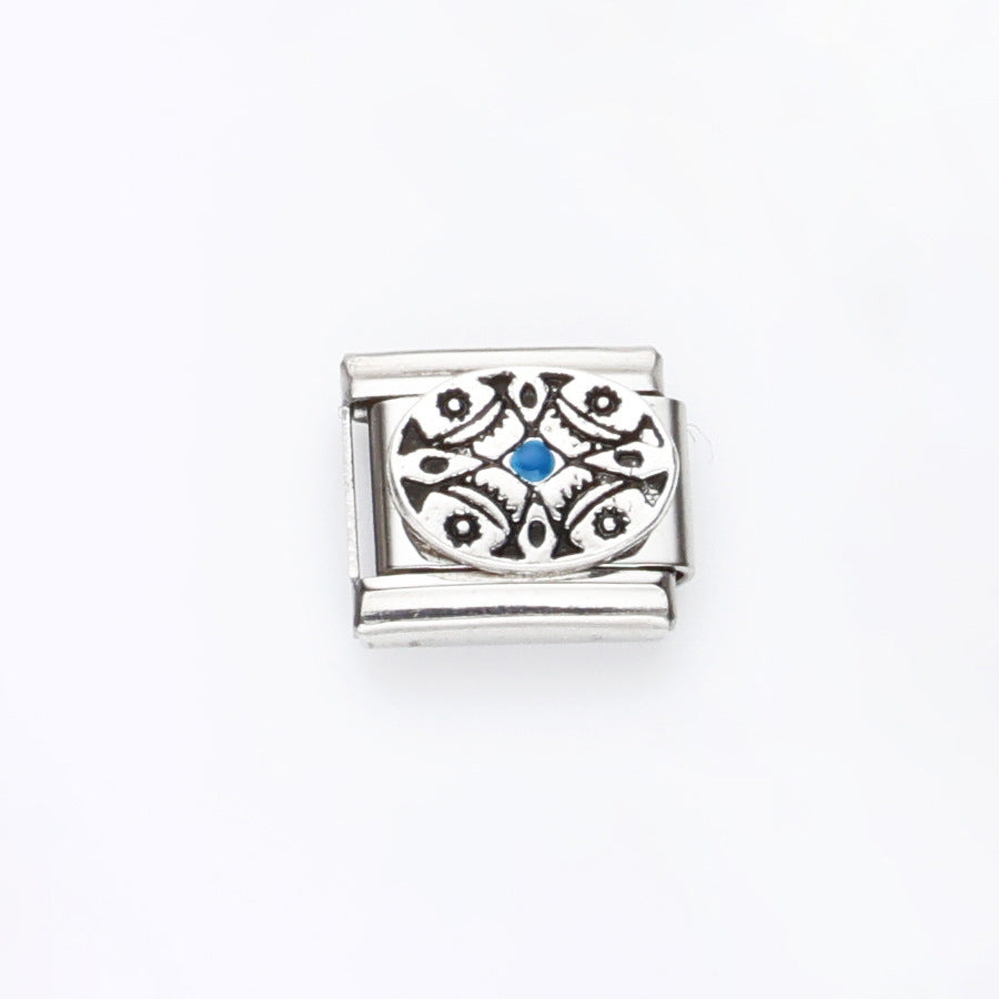 Wholesale 10pcs Italian Charm Bracelet 9mm DIY Splicing Flower Geometric Pattern Stainless Steel Composable Bracelet