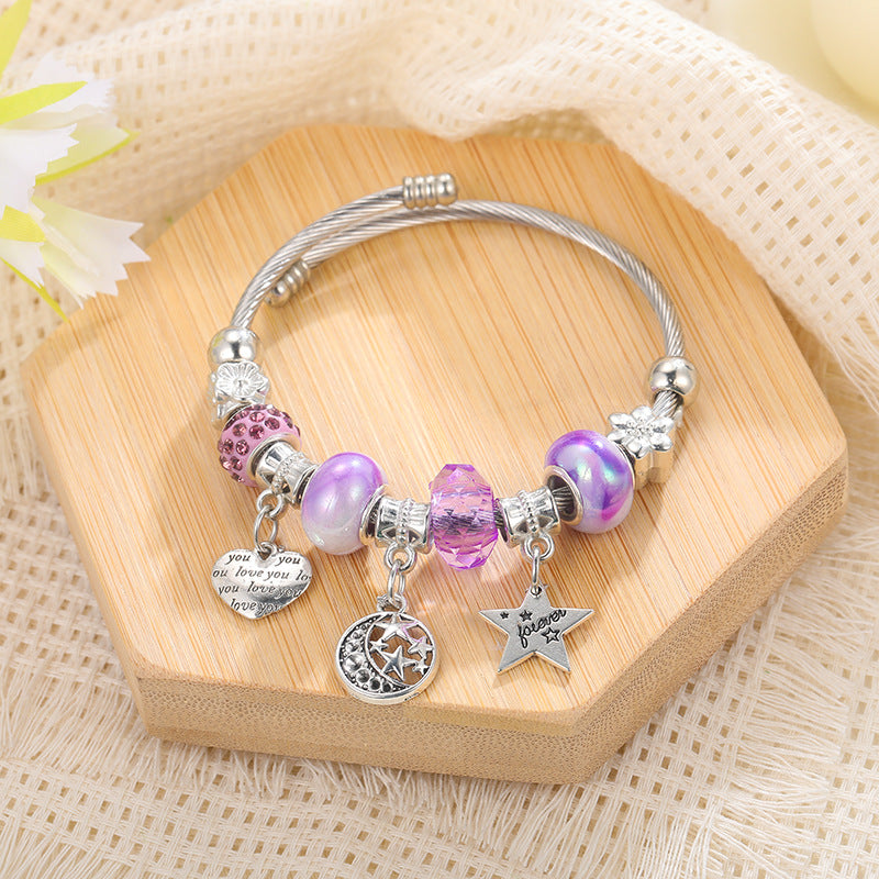 Wholesale DIY Beaded Multi-Element Stainless Steel Rhinestone  Bracelet
