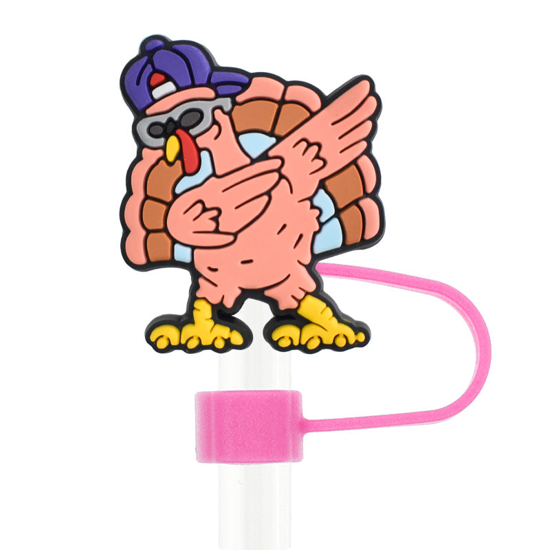 Wholesale Random 100pcs Christmas 10mm PVC Soft Straw Tube Cap ACC-SCR-RYY091