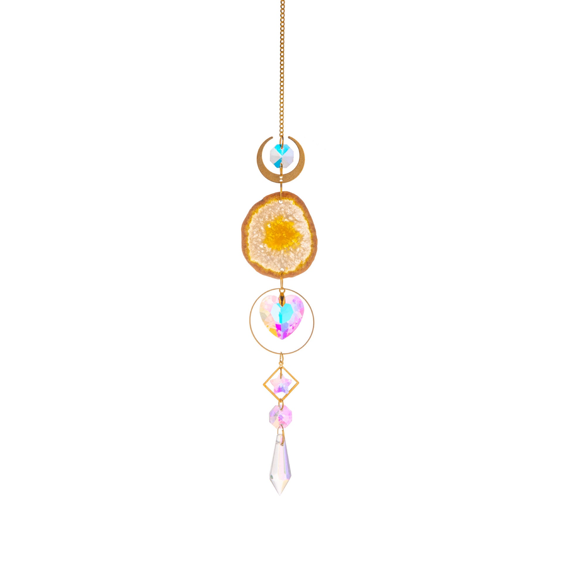 Wholesale  Raw Stone Agate Lighting Pendant Crystal Sun Catcher Prism Ball Wind Chimes Decoration